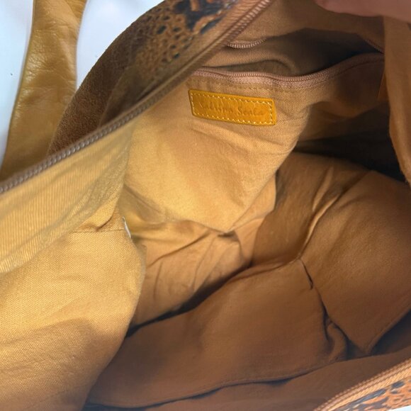 Vintage Sabrina Scala Suede Leather Hobo Bag – Textured Animal Detail – Retro - Picture 9 of 9